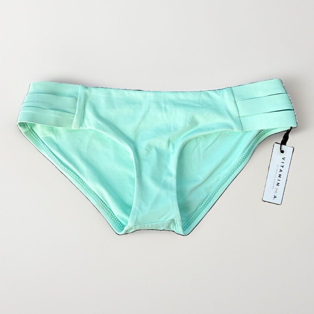 Vitamin A Emelia EcoLux Triple Strap Bikini Bottom Size XS Mint Green NWT